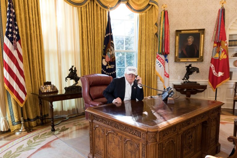 Photos Of President Donald J. Trump Working In The White House During ...