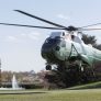Marine One, with President Donald J. Trump aboard, prepares to land on the South Lawn of the White House, Thursday, April 5, 2018, against a backdrop of the Washington Monument and the Jefferson Memorial, as President Trump returns from attending a tax reform event in West Virginia.
