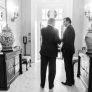 President Donald J. Trump bids farewell to the Amir of the State of Qatar Sheikh Tamin Bin Hamad Al Thani in the West Wing Lobby Entrance at the White House, Tuesday, April 10, 2018, in Washington, D.C.