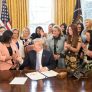 President Donald J. Trump participates in a signing ceremony for H.R. 1865, the Allow States and Victims to Fight Online Sex Trafficking Act, in the Oval Office at the White House, Wednesday, April 11, 2018, in Washington, D.C.