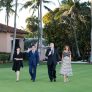 President Donald J. Trump and First Lady Melania Trump take a friendship walk with Japanese Prime Minister Shinzo Abe and his wife, Mrs. Akie Abe, prior to attending dinner at Mar-a-Lago, Tuesday, April 17, 2018, in Palm Beach, Florida.